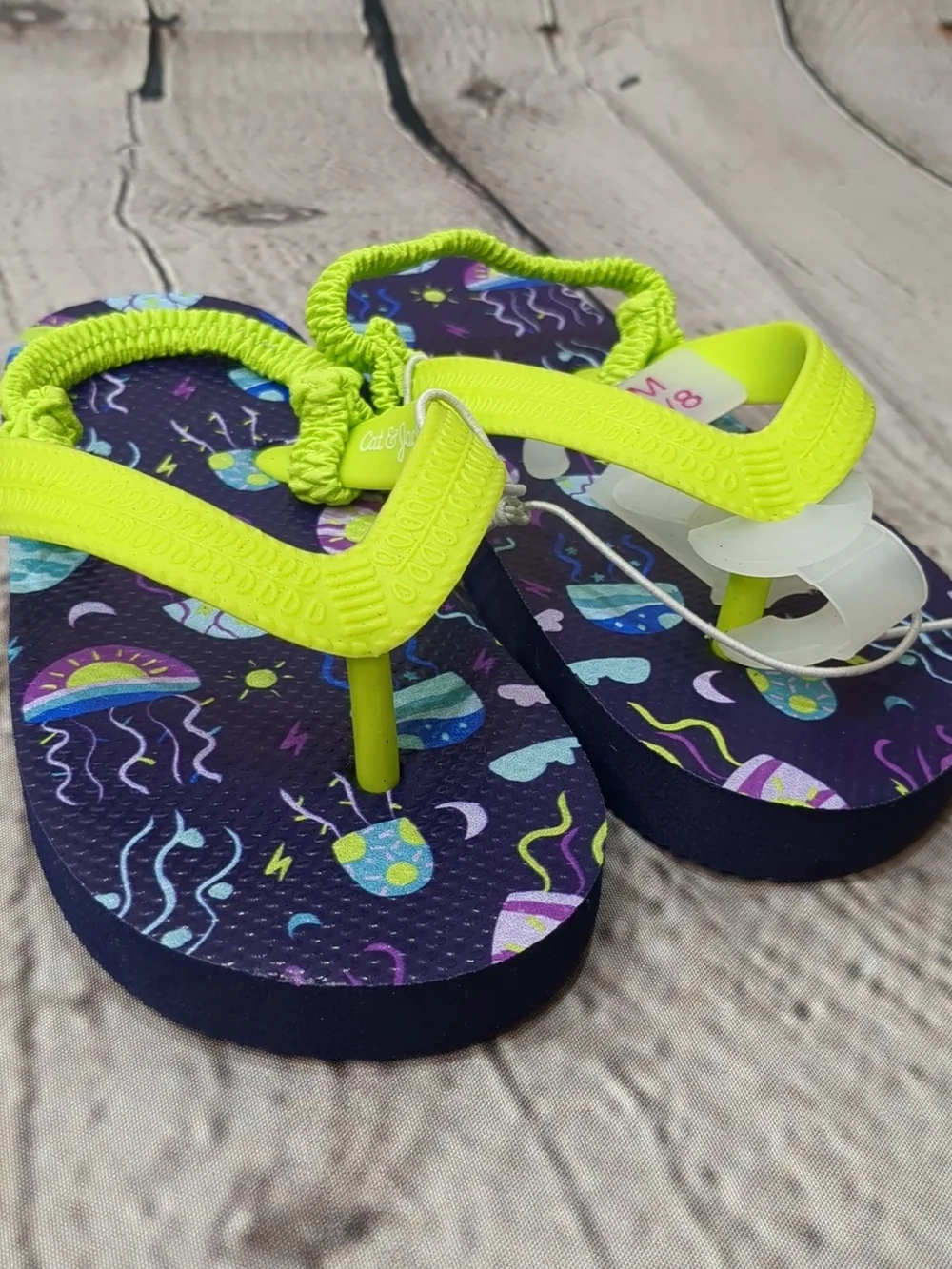 Cat & Jack Neon Yellow and Purple Jellyfish Flip-Flops